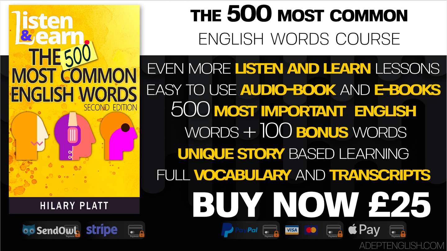 Learn to speak English course 500 most common words product cover art.