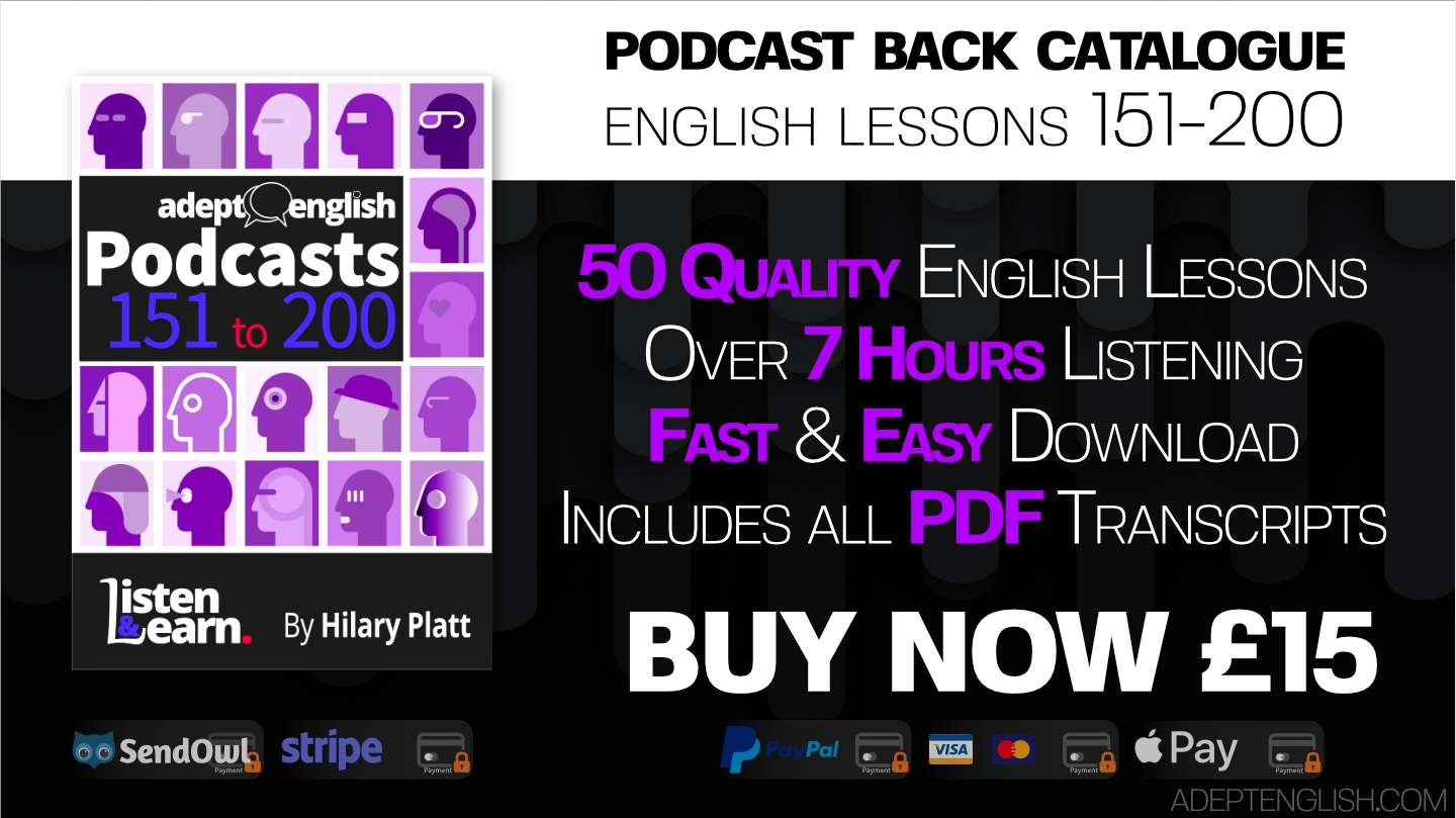 Learn to speak English audio lessons, episodes 151 to 200 back catalogue, bundle cover art.