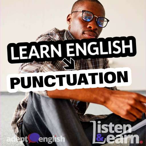 A photograph of a man reading a document. We learn English punctuation, in this English lesson.