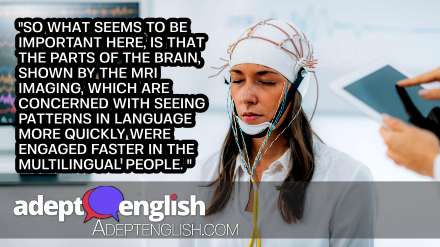 A photograph of a young lady undertaking a brainwave EEG. The more languages you learn the less effort is needed.
