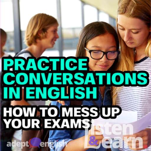 A photograph of A level students getting their results, part of this practice conversation in English lesson.