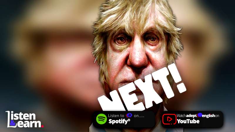A caricature pictture of Boris Johnson. Today we're going to talk about UK's new Prime Minister and what kind of politician she is going to be. We'll discuss it while you practice your English listening skills.