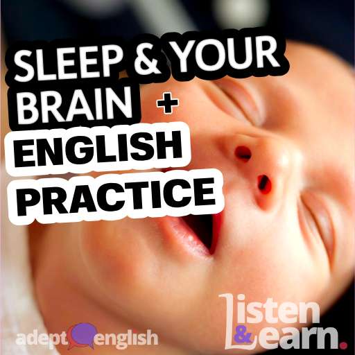 A close up photograph of a cute baby sleeping. A listening practice conversation in English about the importance of sleep.