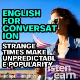 A photograph of a young smiling woman holding a small American flag on a sunny day used in a English practice conversation.