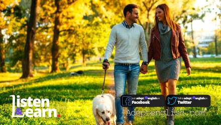 A photo of a couple taking a walk in the park. Learn some really useful English idioms.