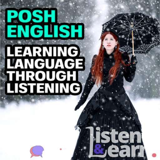 A photograph of woman in Victorian dress in a winter park, used to symbolise British upper class.