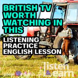 A farmer wearing a straw hat learning against a tractor in a field. As we talk about Jeremy Clarkson Diddly Squat farm in our English language listening lesson.