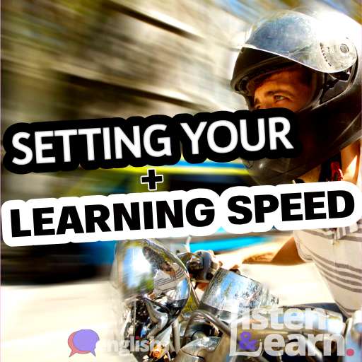 A photograph of a man riding a scooter at speed on the road with blurred background. Learn how to set your own speed using our English lessons.