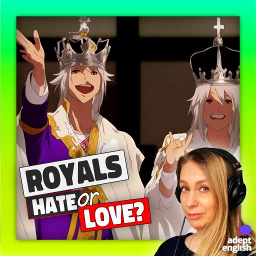 An anime version of the British Kings balcony wave 2023. Discover the British monarchy in 2023 while enhancing your English listening skills!