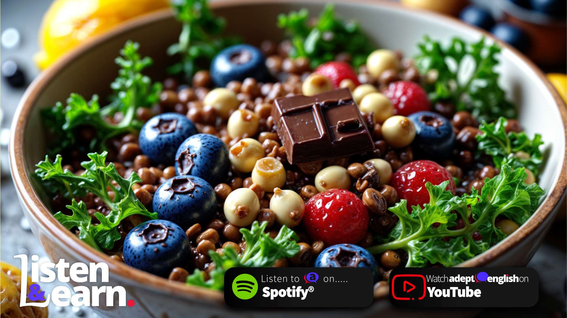 A lovely wooden bowl of superfoods. Learn practical health and nutrition vocabulary used in real-life conversations.