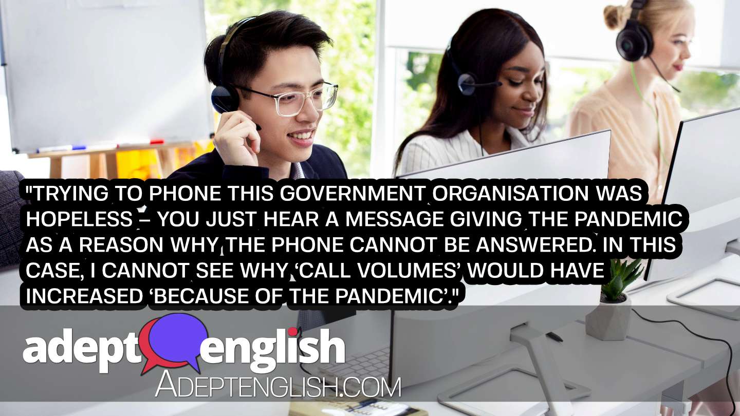 A photograph of a team of helpline operators with headsets consulting clients at call center. A rant or an opinion in today's English listening practice.