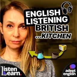 A photo of a typical British kitchen. Learn to speak British English with this breakfast vocabulary podcast. Expand your vocabulary and make communication easy with this fun and educational podcast!