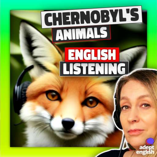 An image of a fox listening to our podcast with headphones. Want to improve your English fluency? Don't miss an episode! Follow and subscribe to our Learn English Through Listening podcast today.