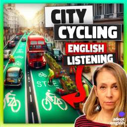 A vibrant, busy London street being transformed into a bike-friendly path. Listen and learn for smoother English speaking.