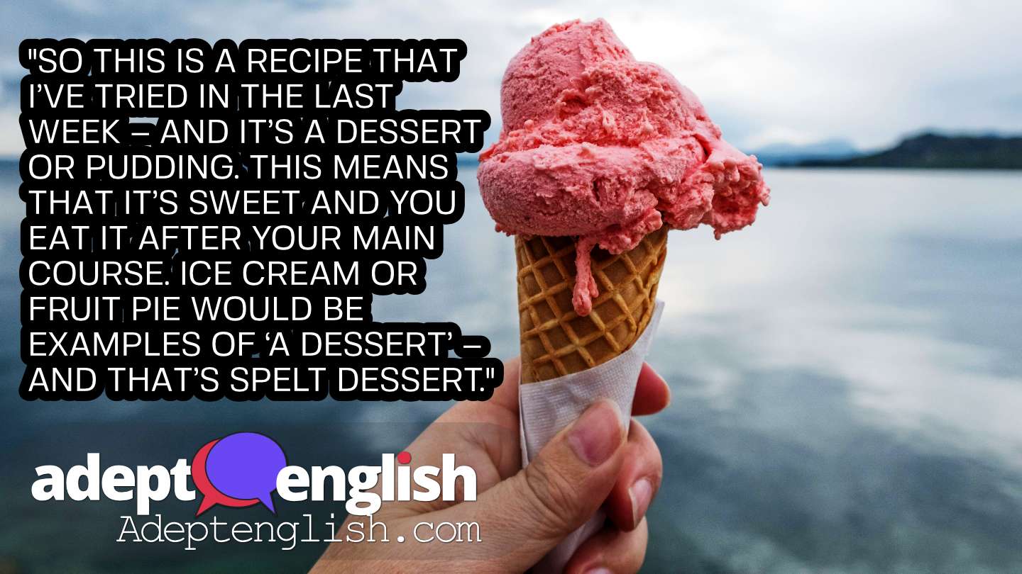 A strawberry ice-cream being held up against a lovely landscape. This lesson is about understanding instructions. English instructions are used in many situations.