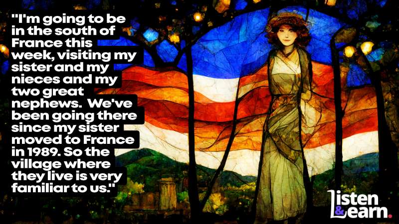 Digital art of a dreamy stain glass window of Hilary in France. No Excuses Keep Practising Your English Listening Skills