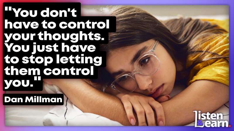 An anxious woman laying on bed. Dive into our podcast and turn anxiety into learning! Learn English the easy way!