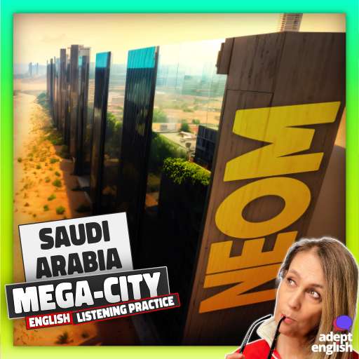 An AI image of what NEOM could look like. Unlock English with NEOM! Grasp the British accent, while exploring Saudi Arabia's vision for the future!