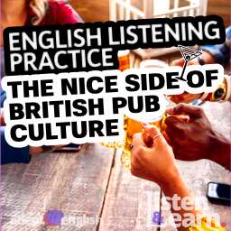 A photo of people clinking drink glasses in a pub. Listen to our English language listening practice podcast while you learn some interesting things about British pubs.