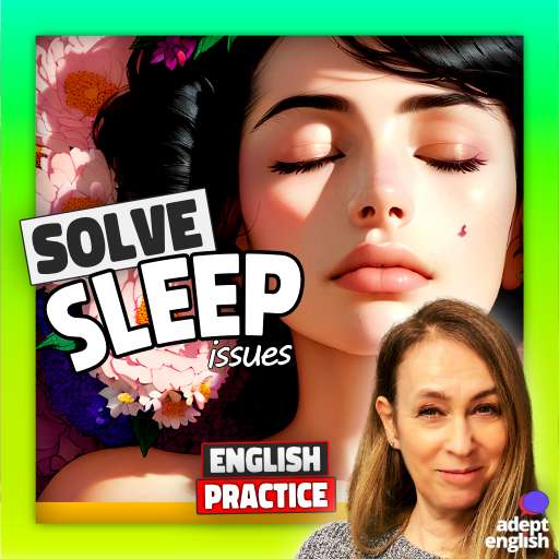 An ai image of a serine woman sleeping on a colourful bed of flowers. Unleash your potential with Adept English! Follow and subscribe for language success.