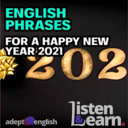 A photograph of people drinking from champagne glasses. Happy New year 2021 from Adept English. We talk about English phrases in this lesson. 