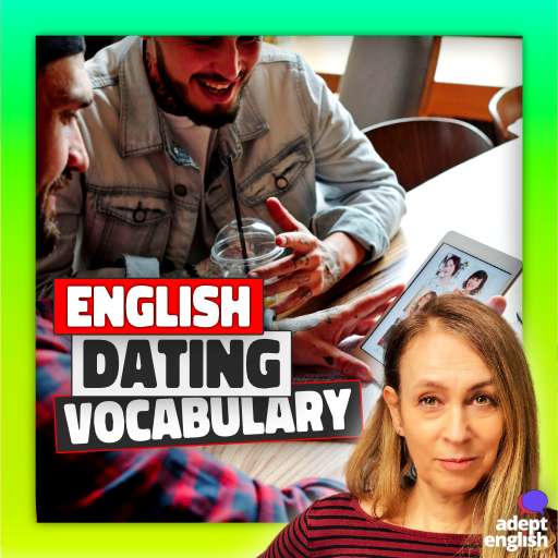 A young man using his mobile to video call his date. Make learning English exciting with our lesson on online dating apps! Listen on Spotify, watch on YouTube, or visit adeptenglish.com to boost your skills!