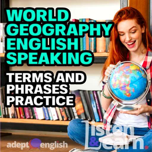 A teenager holding a world globe. English speaking geography practice in todays English podcast lesson.