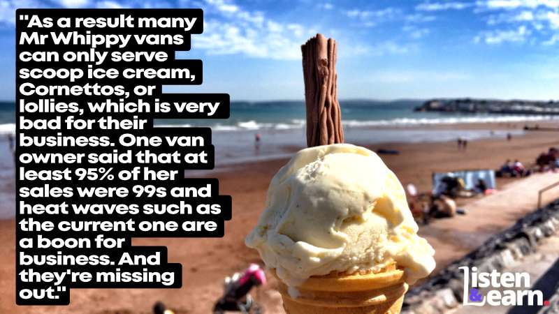 A photograph of a flake 99 ice cream with a Devon beach behind. Today we explain the difference between mental and physical fluency and how you can train yourself to speak more fluently.