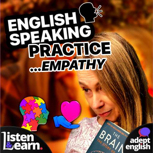 A photo of a lady being comforted by another lady, at a coffee table. An English speaking practice lesson focuses on the concept of empathy, a topic to help you improve your listening comprehension and pronunciation all you have to do is listen.