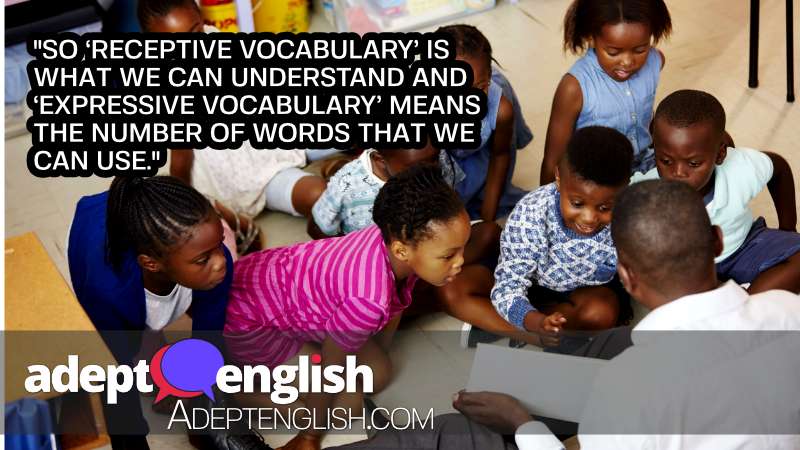 English Speaking Topics The Difference Between Expressive And Receptive Vocabulary Article Image A photograph of a teacher reading and young students listening. In This English listening topic we explain the difference between expressive and receptive vocabulary.
