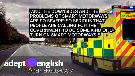 A photograph of a UK motorway hard shoulder with an ambulance. Used in this English listening practice lesson.