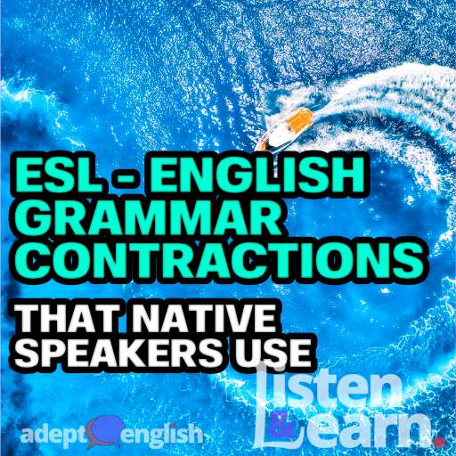An aerial view photograph of the speed boat in clear blue water at sunny day. Practice listening to ESL English grammar contractions.
