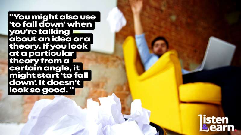 A man throwing paper balls into a bin. Fall English phrasal verb combinations to fall over, fall asleep, fall head over heels and more.