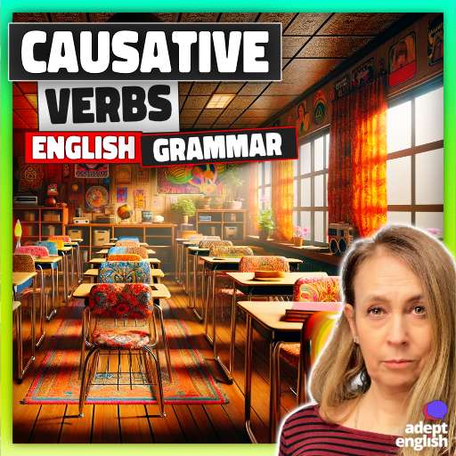 A hippy 1970s classroom full of bright funky colours. Transform Your English: Learn Causative Verbs Today!