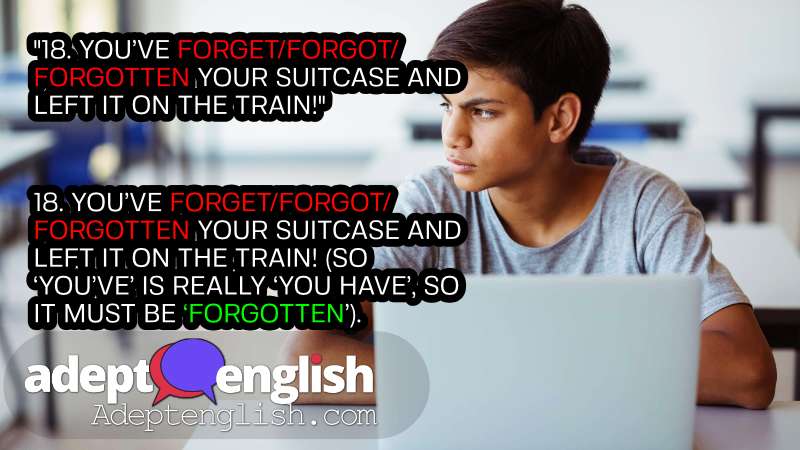 A boy trying to remember irregular verbs as he uses a laptop. How's your English? There’s no time like the present to improve your English skills, and there’s no better way to improve your English than with more listening practice.
