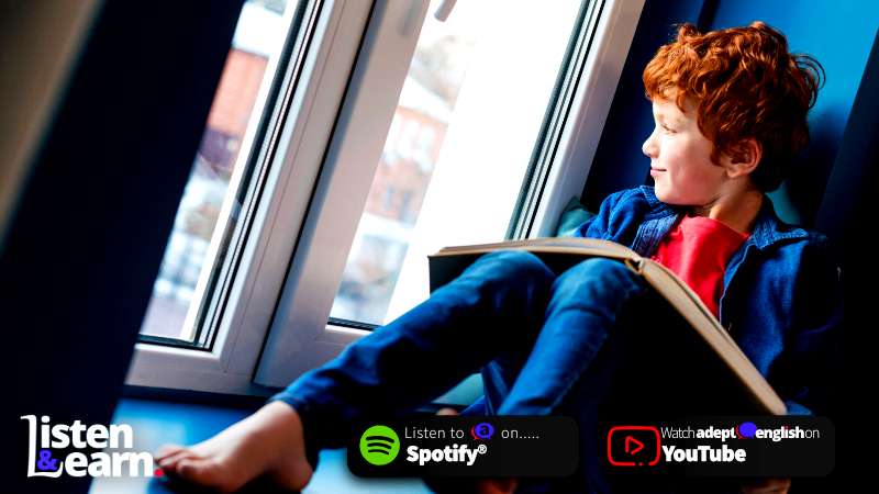 A young boy sat on a windows ledge. Tackle even the trickiest prepositions with our fun, hands-on method. Unlock English fluency secrets – follow and subscribe to our podcast today!