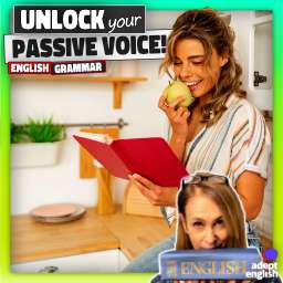 A woman reading a red book and eating an apple. Unlock Secrets: Discover how native English speakers use passive voice-even in casual chats!