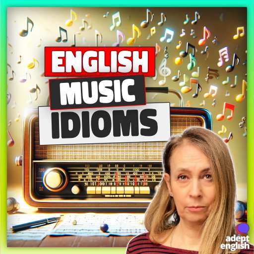 An image of a vintage radio playing classic songs with musical notes floating around. Explore idioms in iconic songs!