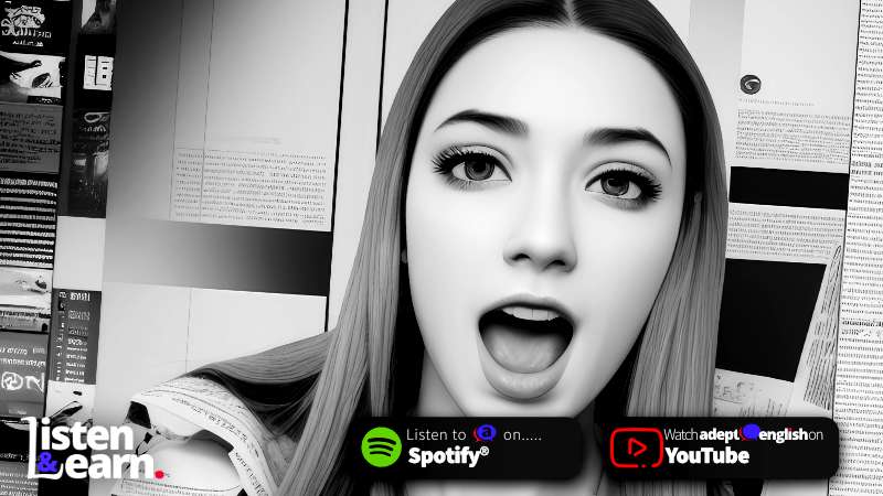 An ai image of a woman with an expression of surprise. Elevate your British English skills - Adept English makes learning fun! Claim your FREE English lessons today!