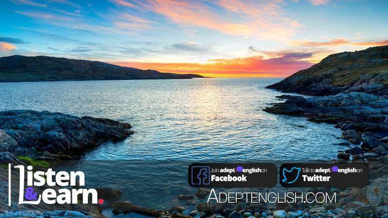 Sunset from Hushinish on the Isle of Harris in the Western Isle of Scotland and looking across to the isle of Scarp.