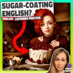 An AI image of a red headed woman eating a sugary cherry cake. Become health-wise and word-wise! Expand your vocabulary, understand carbs, live healthier.