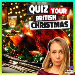 A roasted turkey on a festive table, representing the traditional Christmas dinner in the UK. Boost Listening Skills: Improve English with British accents and culture.
