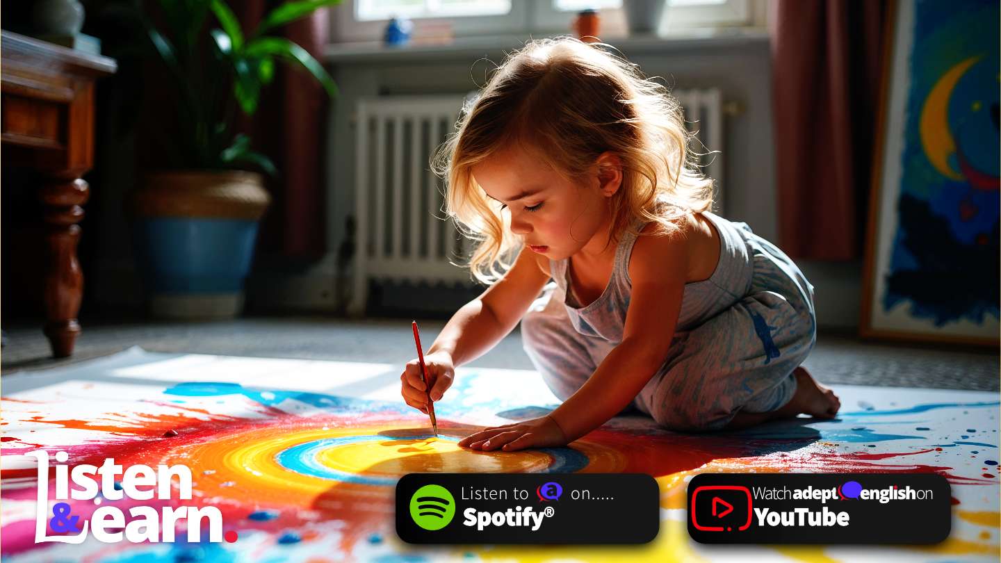 A young child engages her creative brain. Improve your listening and speaking naturally.