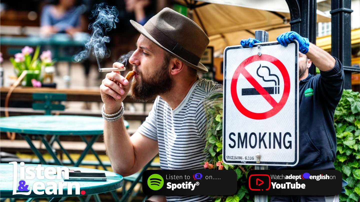 Banning music, smoking in th UK. Build vocabulary with real-life news stories.