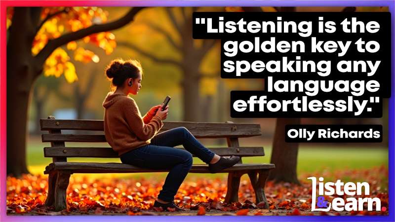 A person using a mobile phone in an autumn park. Why native speakers don't translate – and how you can stop too.