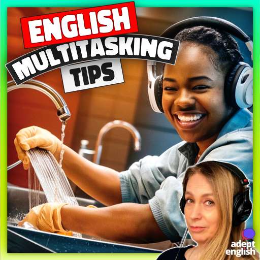 A young person listening to English lessons while they work. Track your listening time to see your English improve week by week.