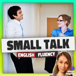 Two young people chatting in a corridor at work. Become a pro in British small talk - learn to charm in every chat.