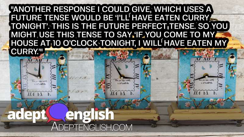 A photograph of some decorative clocks which suggest plans for a time in the future used to help explain English tenses.