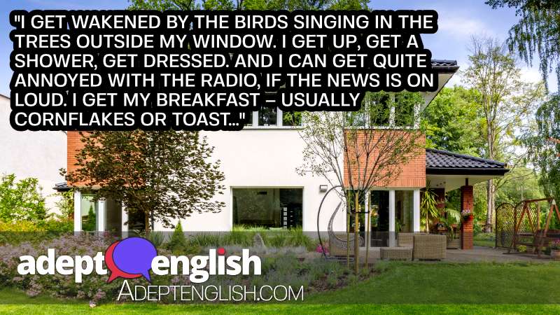 A photograph of a house surrounded by trees, used to help visualise an overused English verb to get